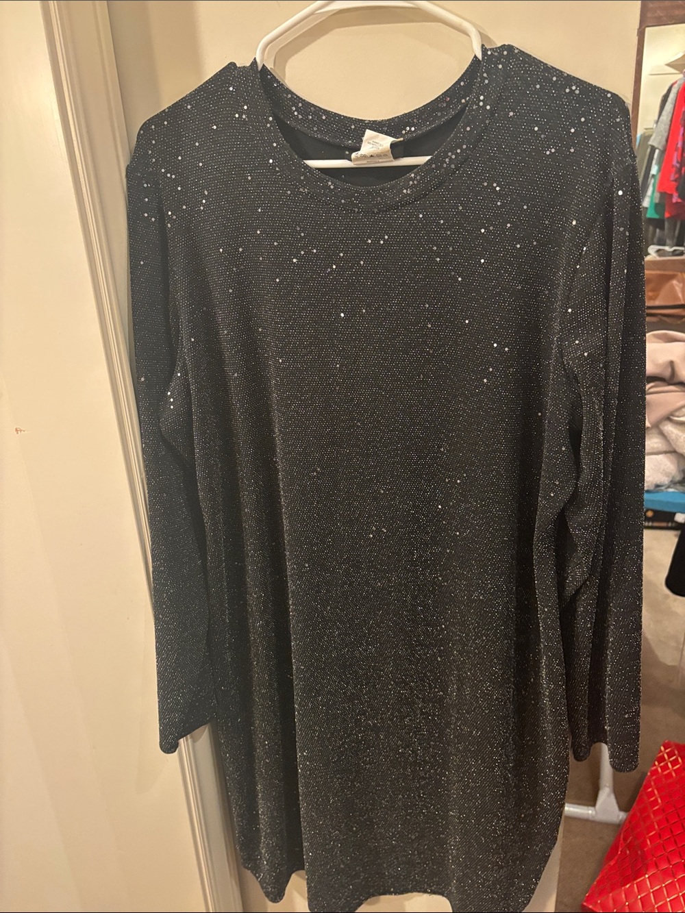 B. Darlin Black Sparkle Knit Long Sleeve Top ( size 16/18, below knee)
